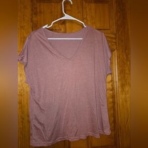 SHEIN Mauve V-Neck Short Sleeve Top